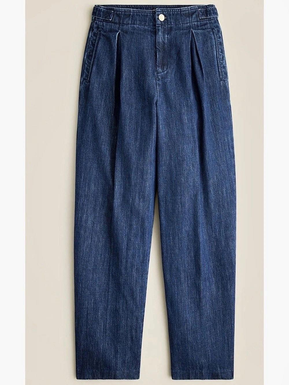 J.Crew Pleated Trouser Jean Wide Leg Cotton Pants Blue size 28 petite